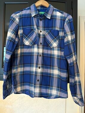 NWOT Boys Blue Plaid Cotton Button-Up Shirt Size 3XL (13-14 yrs.)